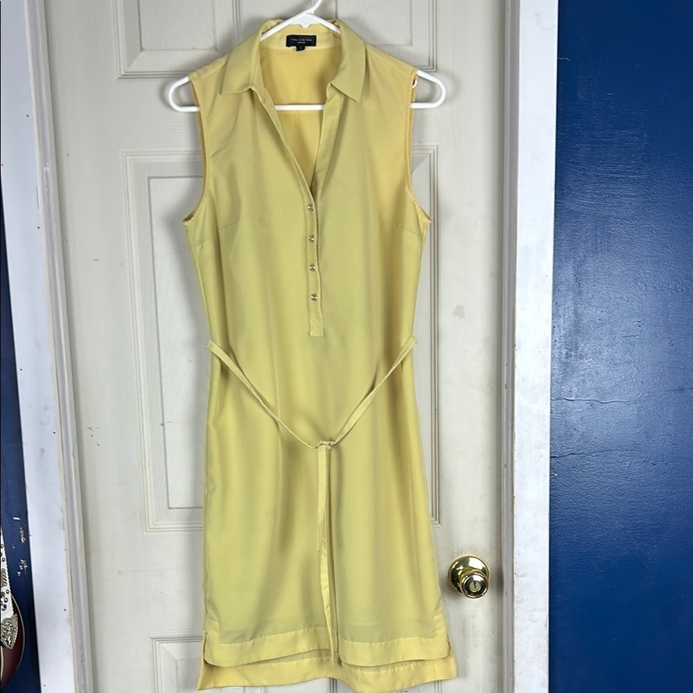 Yellow Sleeveless Polo Collar Sheath Dress